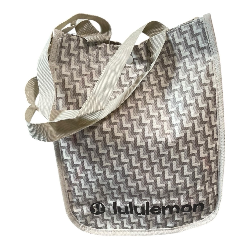 Lululemon Athletica Reusable Tote Bag Small Grey And Cream - Picture 1 of 9